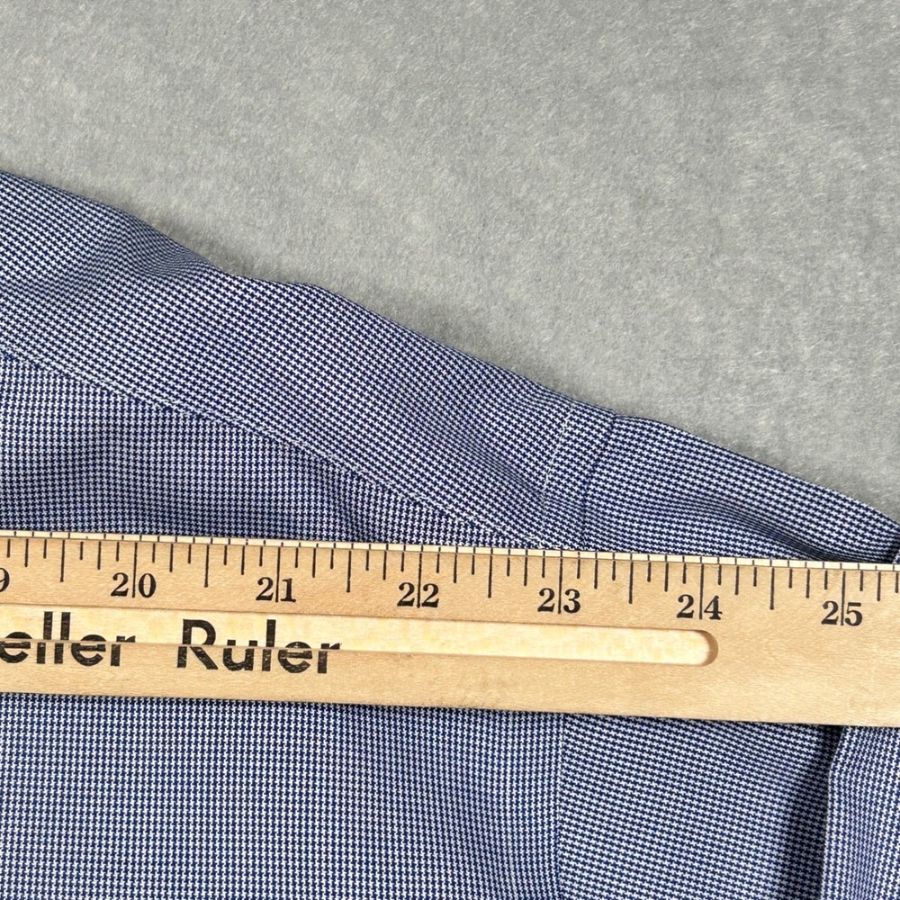 2 Jos. A. Bank Traveler Cotton Shirts Mens 20X35 Navy & Baby Blue Houndstooth - Picture 14 of 16